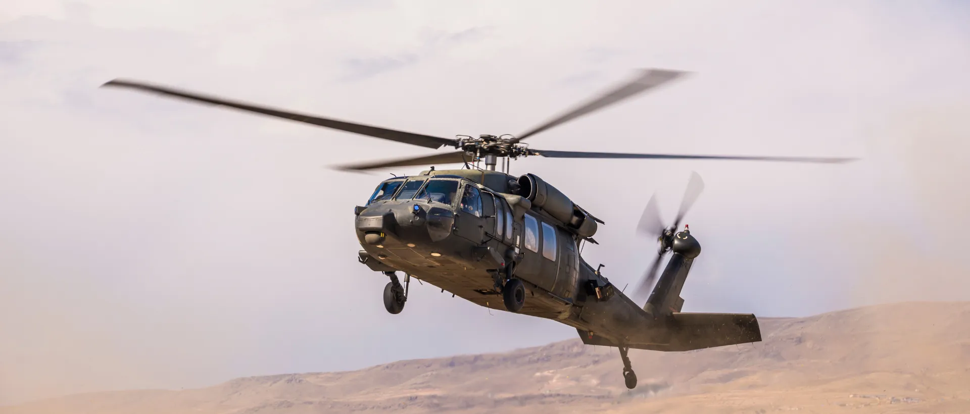 Military helicopter flying.