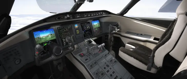 Interior cockpit of a Bombardier Challenger