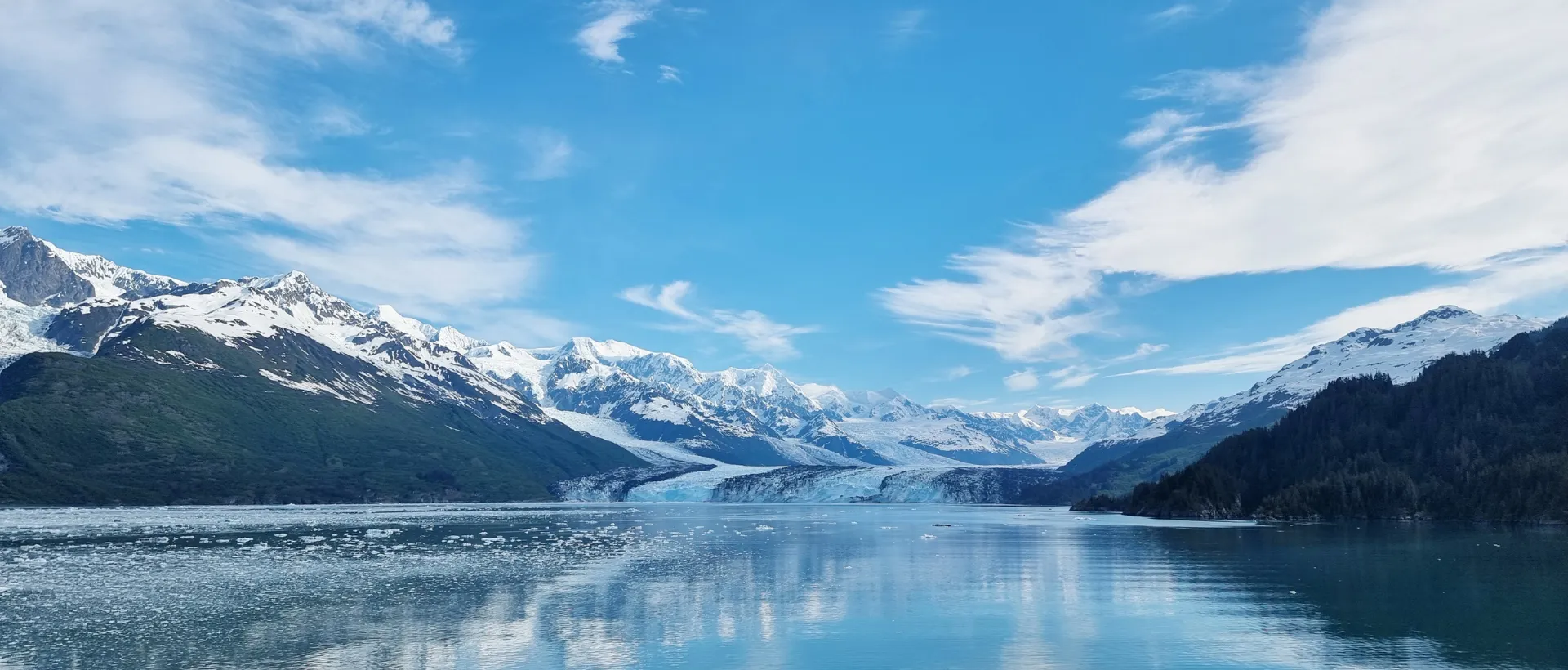 View of mountains and lake in Alaska.