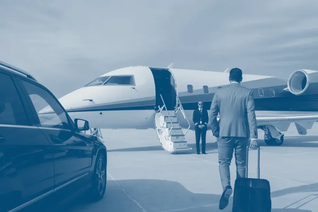 Business jet on tarmac representing FAA Part 5 SMS compliance